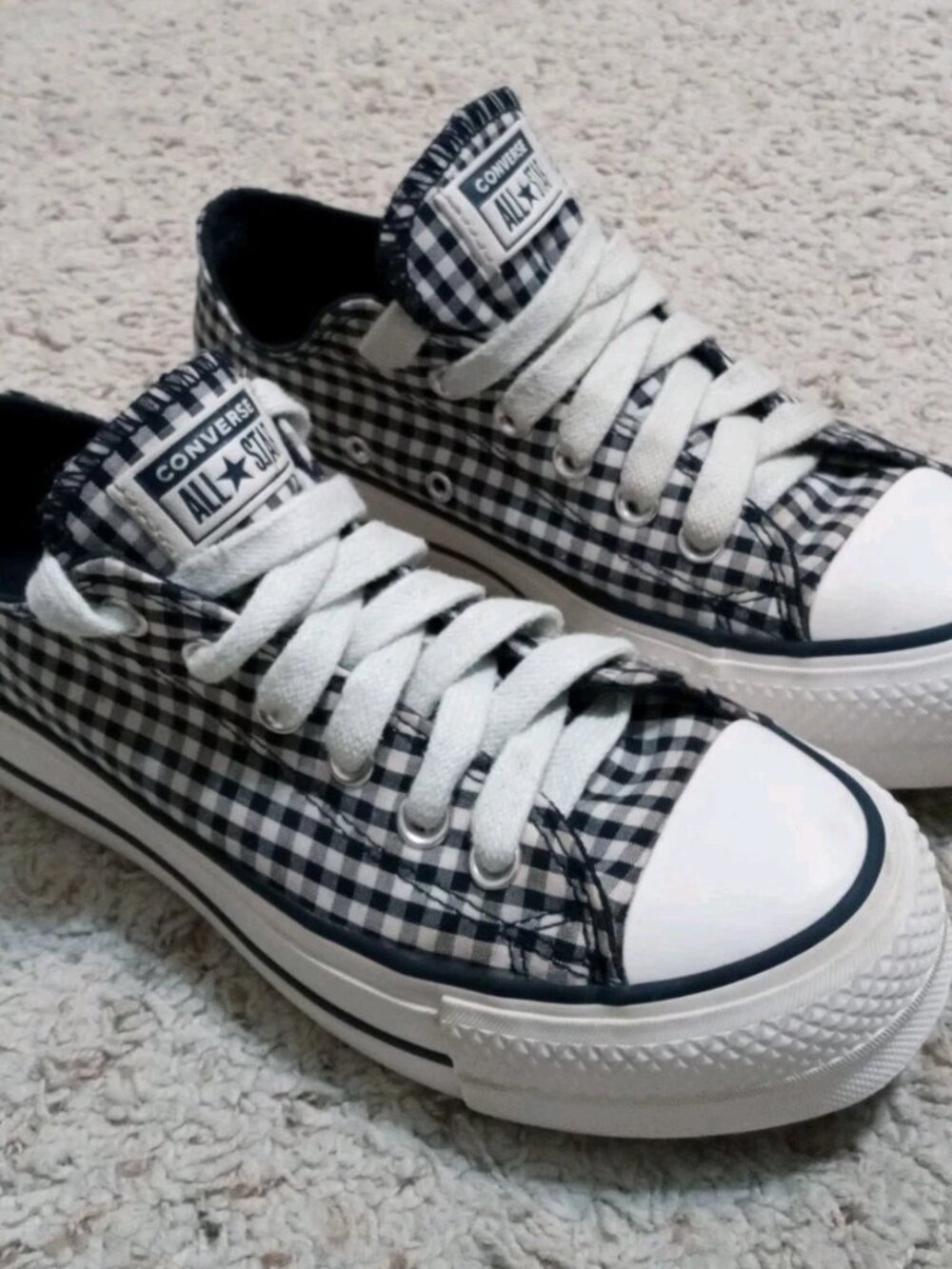 Converse Chuck Taylor All Star Lift Gingham Womens 7.5 Shoes Navy White A13664C